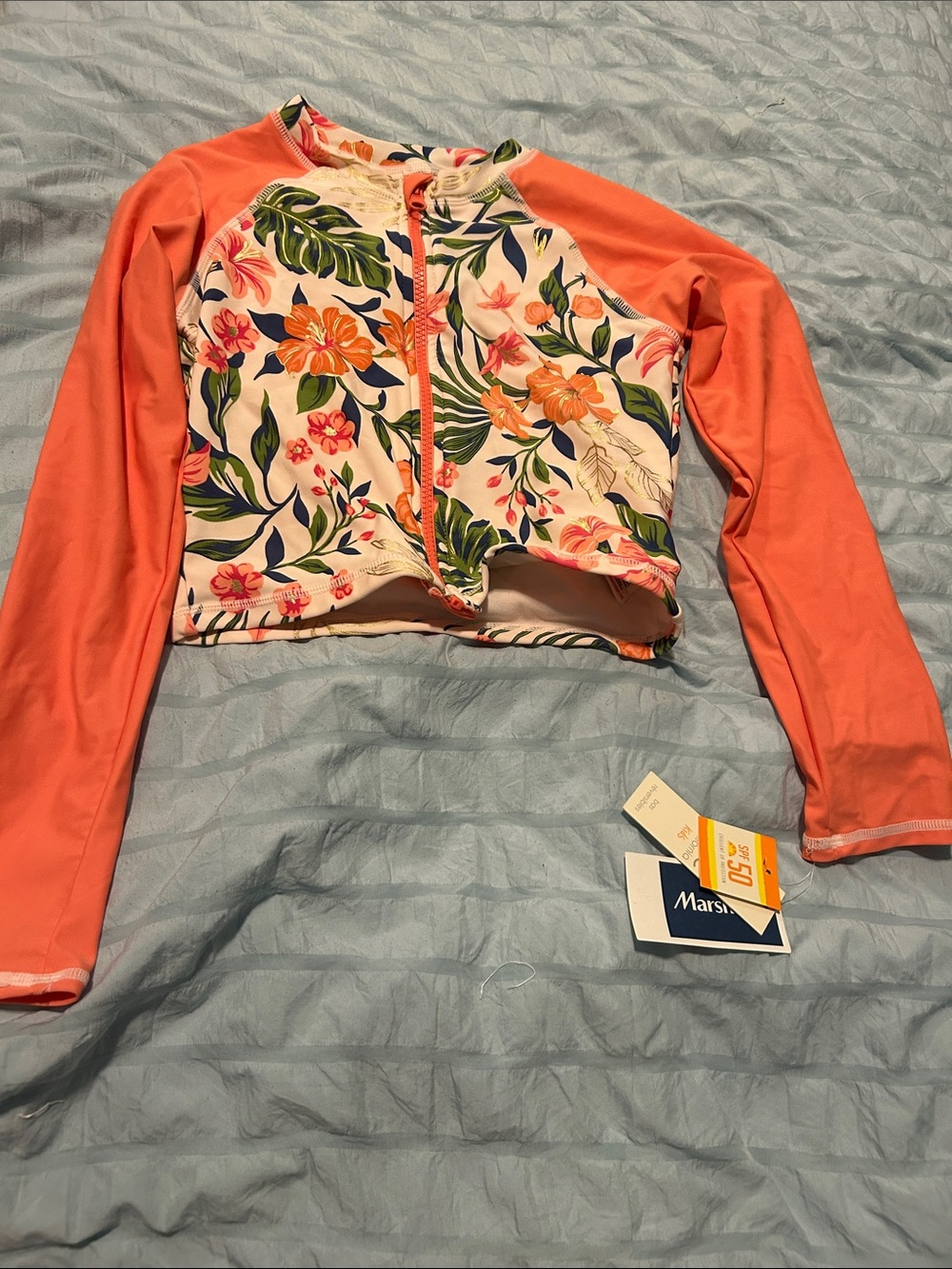 C&C California Kids Floral Rash Guard - Coral Sleeves
